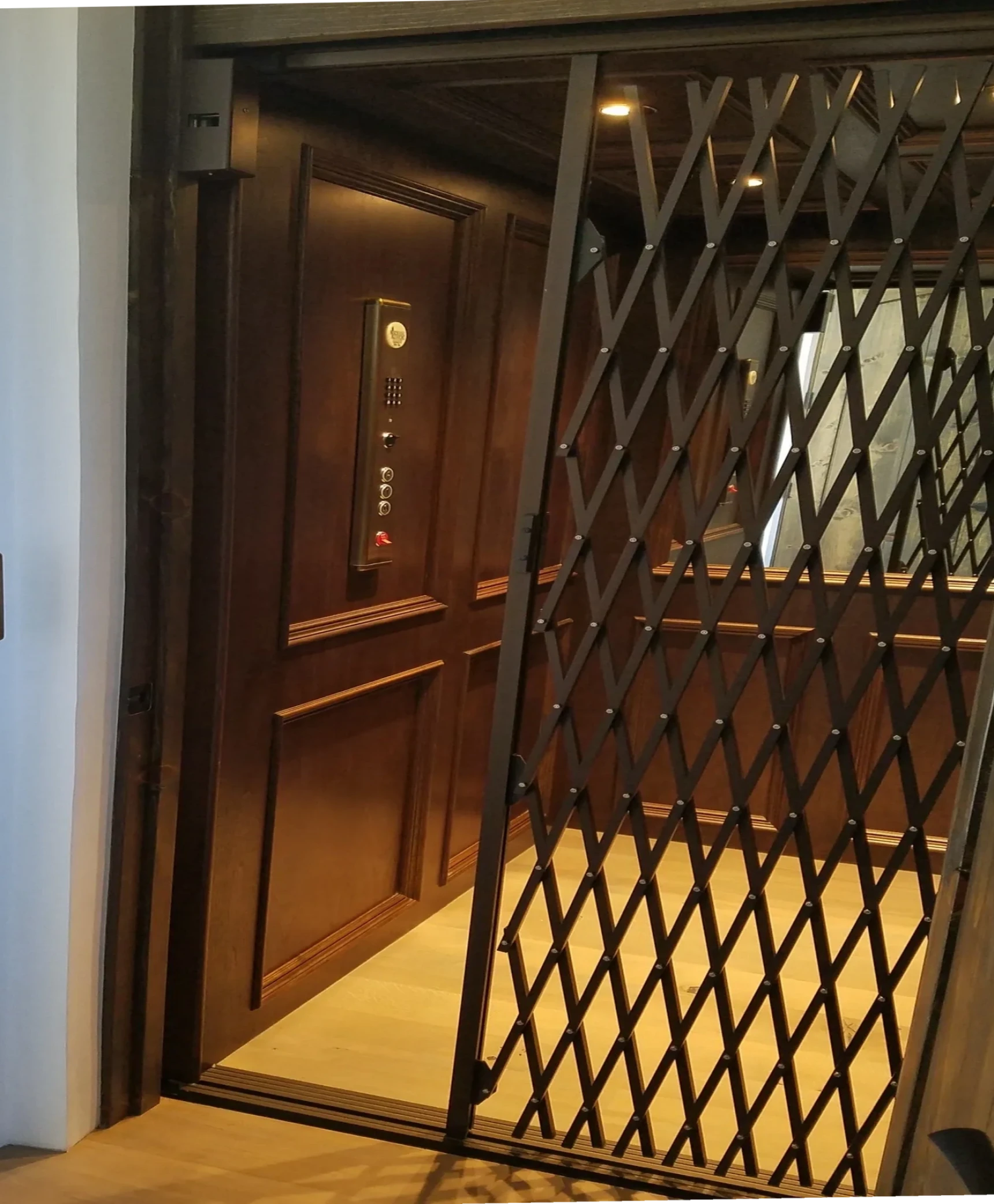 Vintage elevator with accordion gate